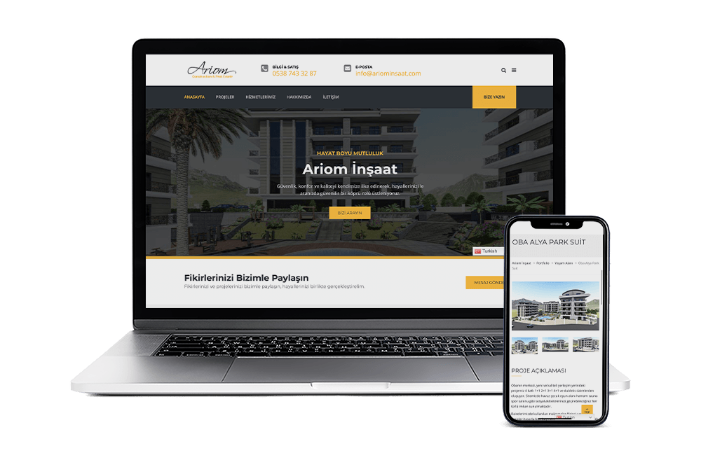 Web Tasarım Referansımız Ariom İnşaat