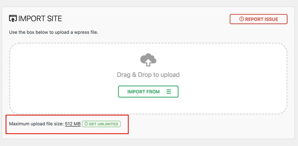 wp migration max upload file size hatası